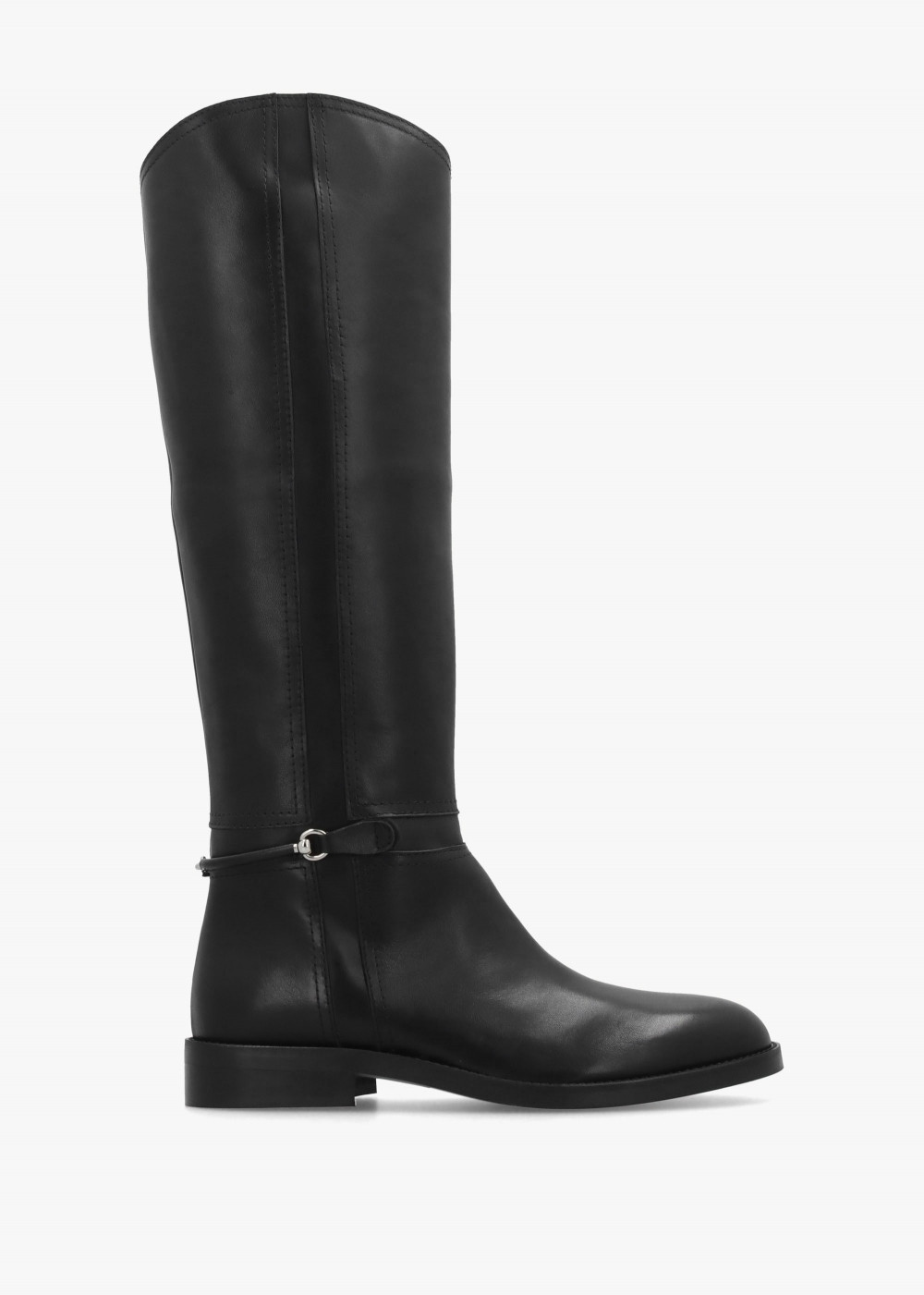 Neve Black Leather Ankle Strap Riding Boots | Daniel Footwear (UK)