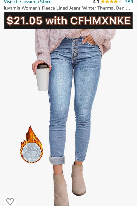 Fleece lined jeans 

#LTKfindsunder50 #LTKSeasonal #LTKsalealert