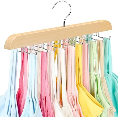 Tank Top Hanger with Premium Wood, 20 Large Capacity, Space Saving,360 Degree Rotating, Foldable ... | Amazon (US)