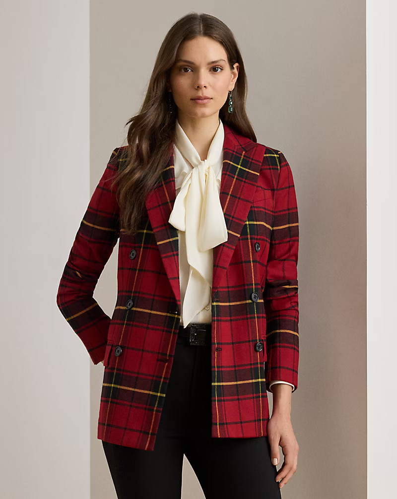 Plaid Double-Breasted Wool-Blend Blazer | Ralph Lauren (UK)