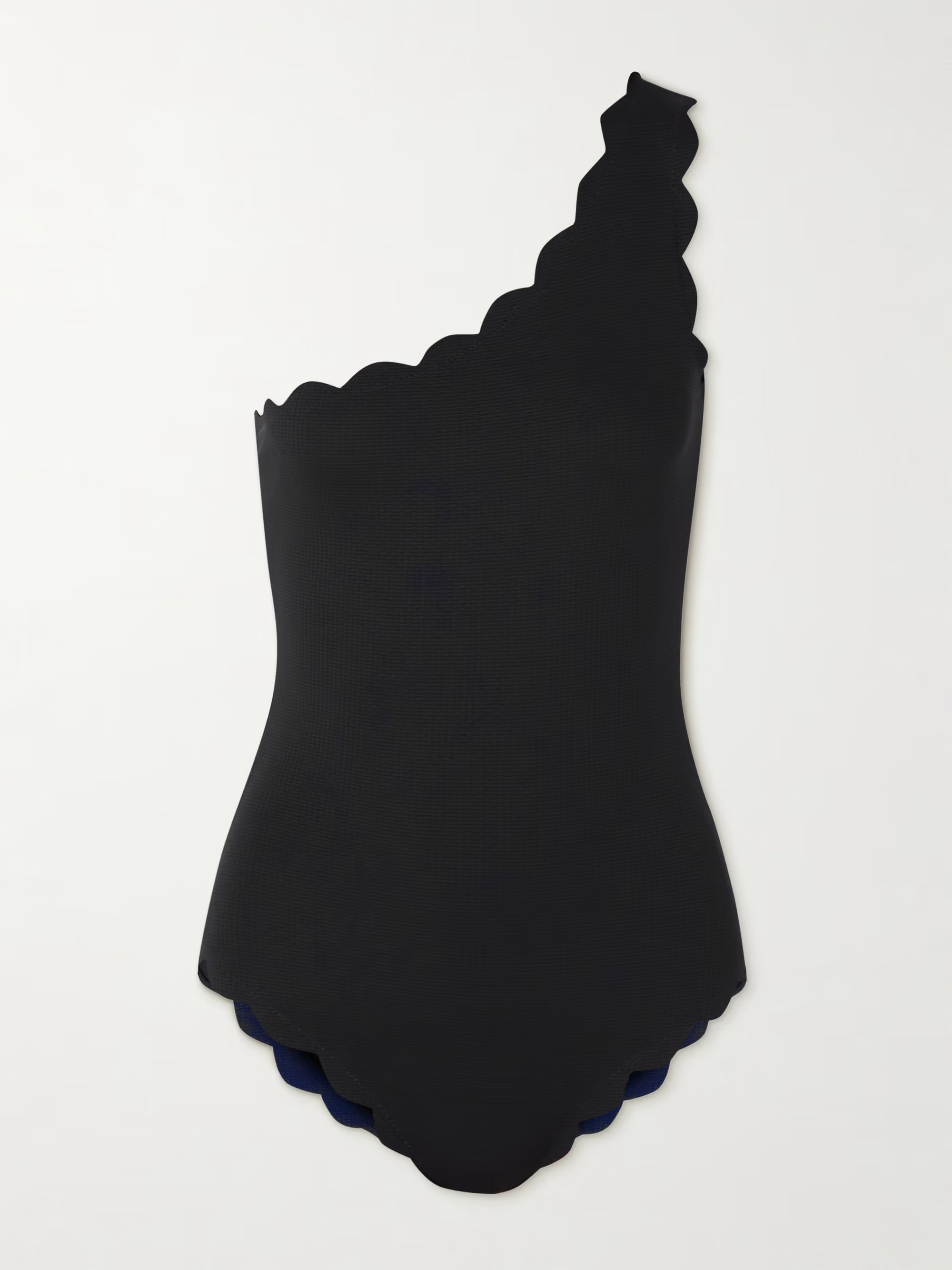 Santa Barbara one-shoulder scalloped recycled-seersucker swimsuit | NET-A-PORTER (UK & EU)