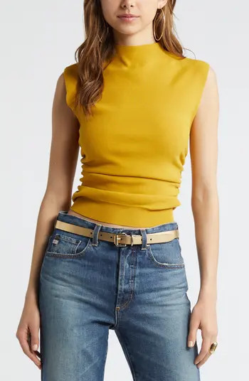 Open Edit Ruched Cap Sleeve Sweater | Nordstrom | Nordstrom