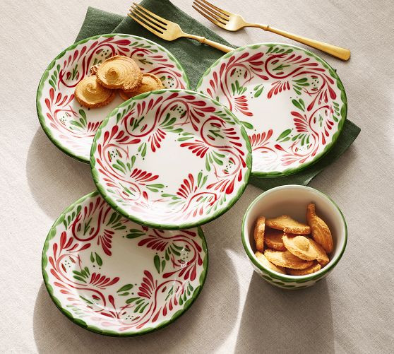 Puebla Multi Porcelain Appetizer Plates - Set of 4 | Pottery Barn (US)