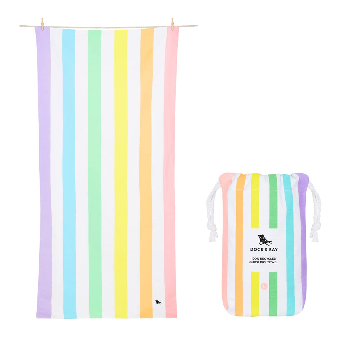 Dock & Bay Beach Towel - Quick Dry, Sand Free - Compact, Lightweight - 100% Recycled - Includes B... | Amazon (US)