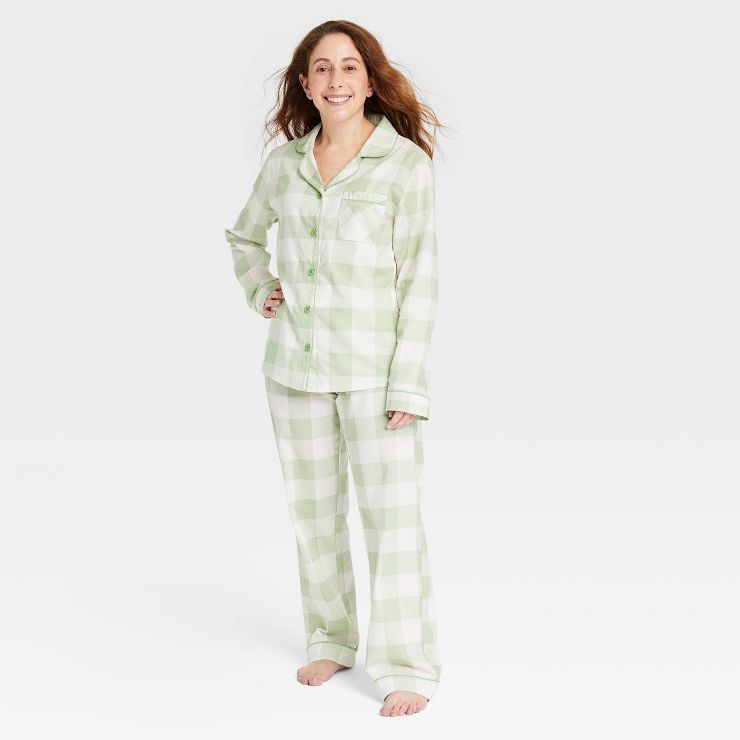Women's Spring Plaid Matching Family Pajama Set - Green | Target