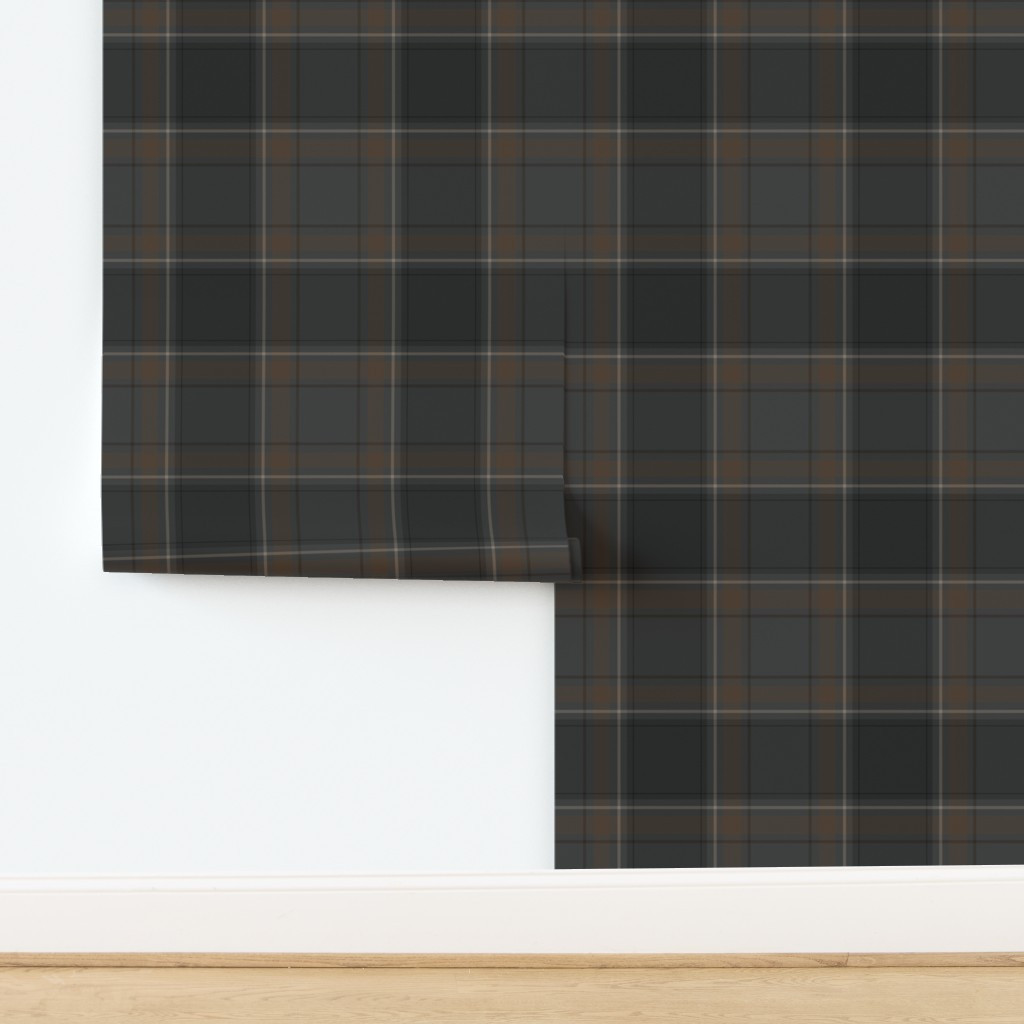 Dark Grey and Dark Brown Plaid Wallpaper | Spoonflower | Spoonflower