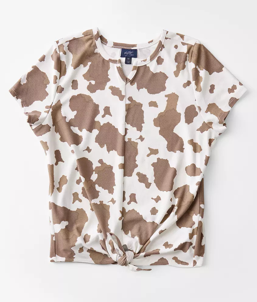 Girls - Cow Print Top | Buckle