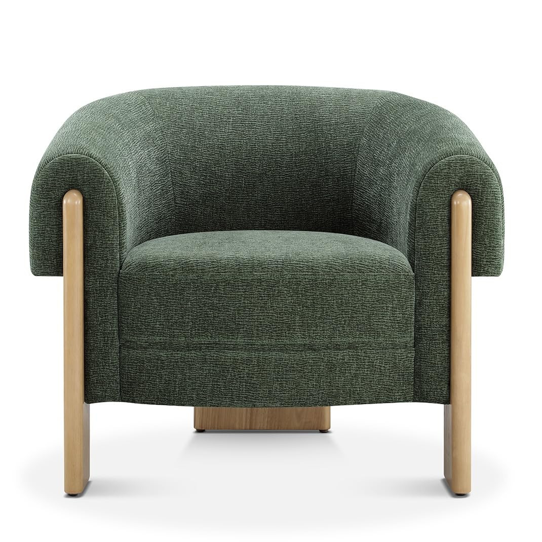 CHERS Mid-Century Modern Accent Chair, Upholstered Vintage Living Room Chairs with Wood Legs, Lux... | Amazon (US)