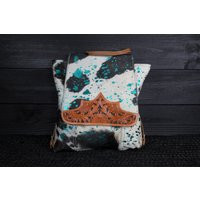 Western Backpack Purse | Hairon Cowhide Leather With Turquoise Details & Hand-Tooled Flap | Etsy (US)