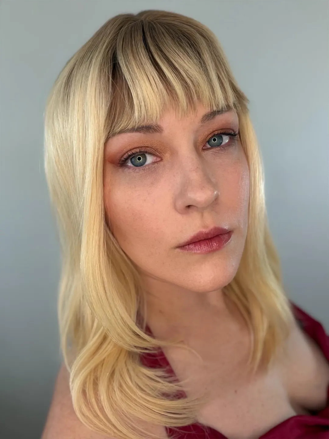 Ombre Blonde Remy Human Hair Wig, Bangs, Silk Top, 16 Inch - Etsy | Etsy (US)