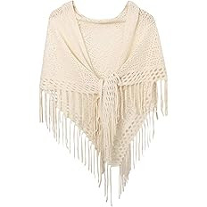 GORGLITTER Women's Wrap Crochet Shawl Poncho Fringe Lightweight Cardigan Sweater Scarf Western Ho... | Amazon (US)