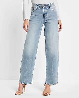 Low Rise Light Wash Baggy Straight Jeans | Express (Pmt Risk)