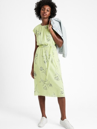 Cap-Sleeve Midi Dress | Banana Republic (US)