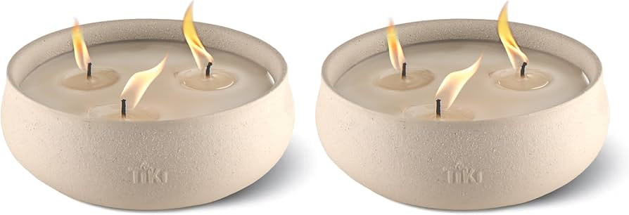 TIKI Citronella Candle 2-Pack – 7-Inch White Wax Bowl with Concrete Finish – Outdoor Decorati... | Amazon (US)