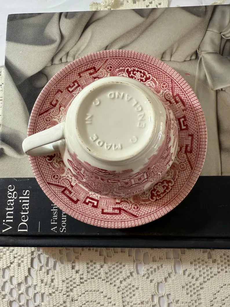 Pink Willow Transferware Tea Cup and Saucer - Churchill England | Etsy (US)