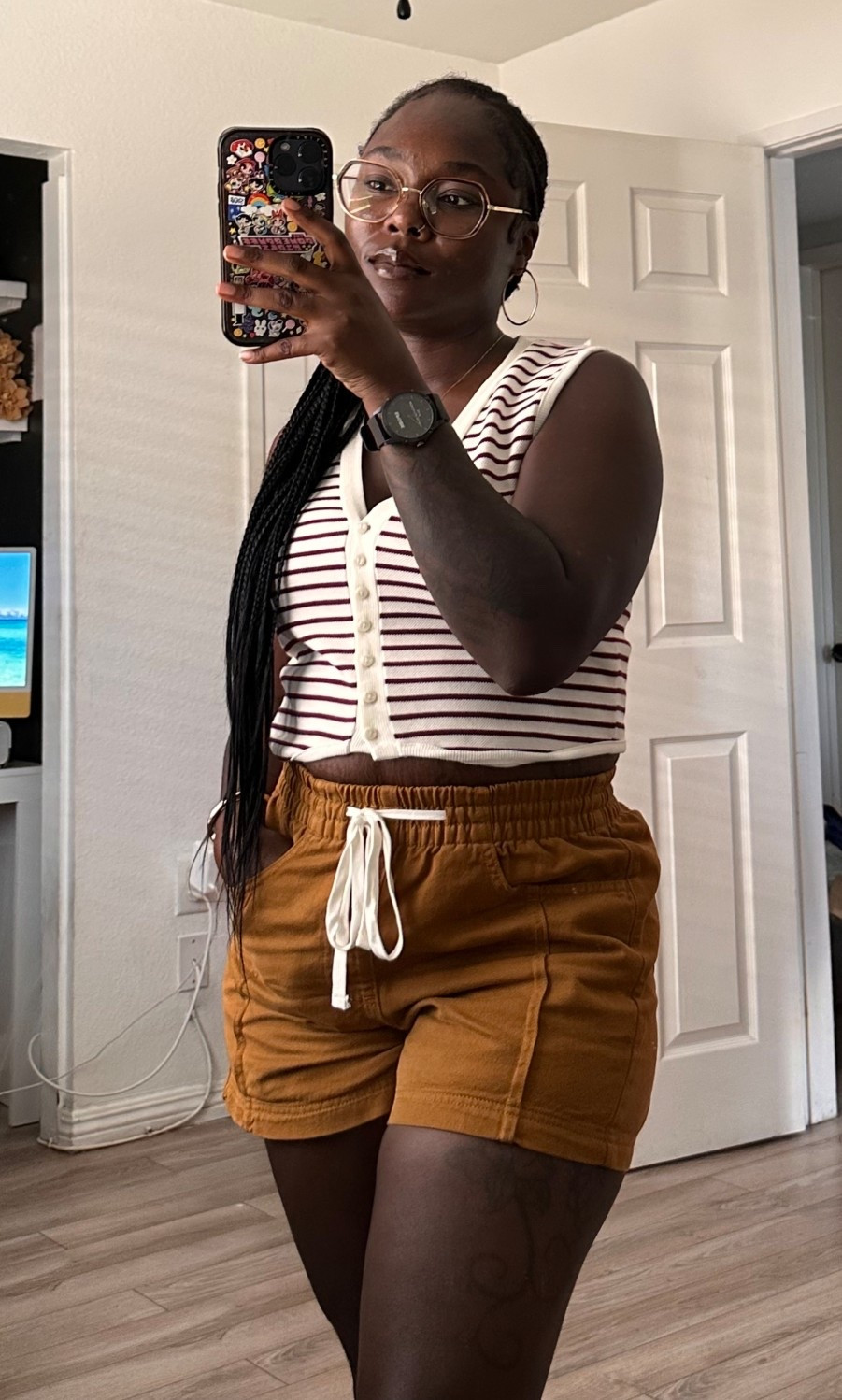 I found my stripped top at TJ max I’ve been playing with my style a litttle more. These shorts are way to comfy not to get them alllllll. And my watch is black owned from the brand SPGBK in chocolate brown

#LTKSaleAlert #LTKStyleTip #LTKFallSale