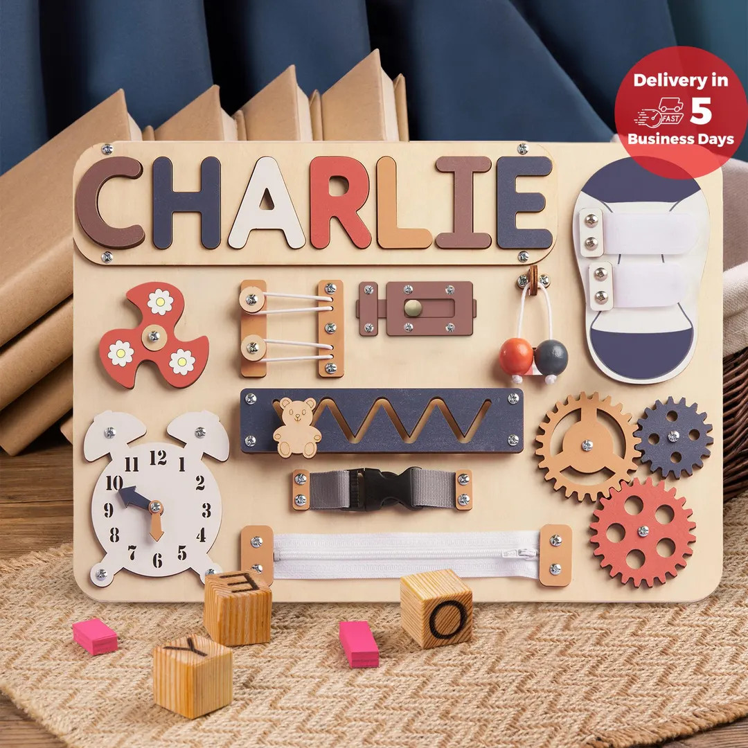 Montessori Toys, Personalized Baby Busy Board, Custom Name Puzzle, Gift for Boy or Girl, First Bi... | Etsy (US)