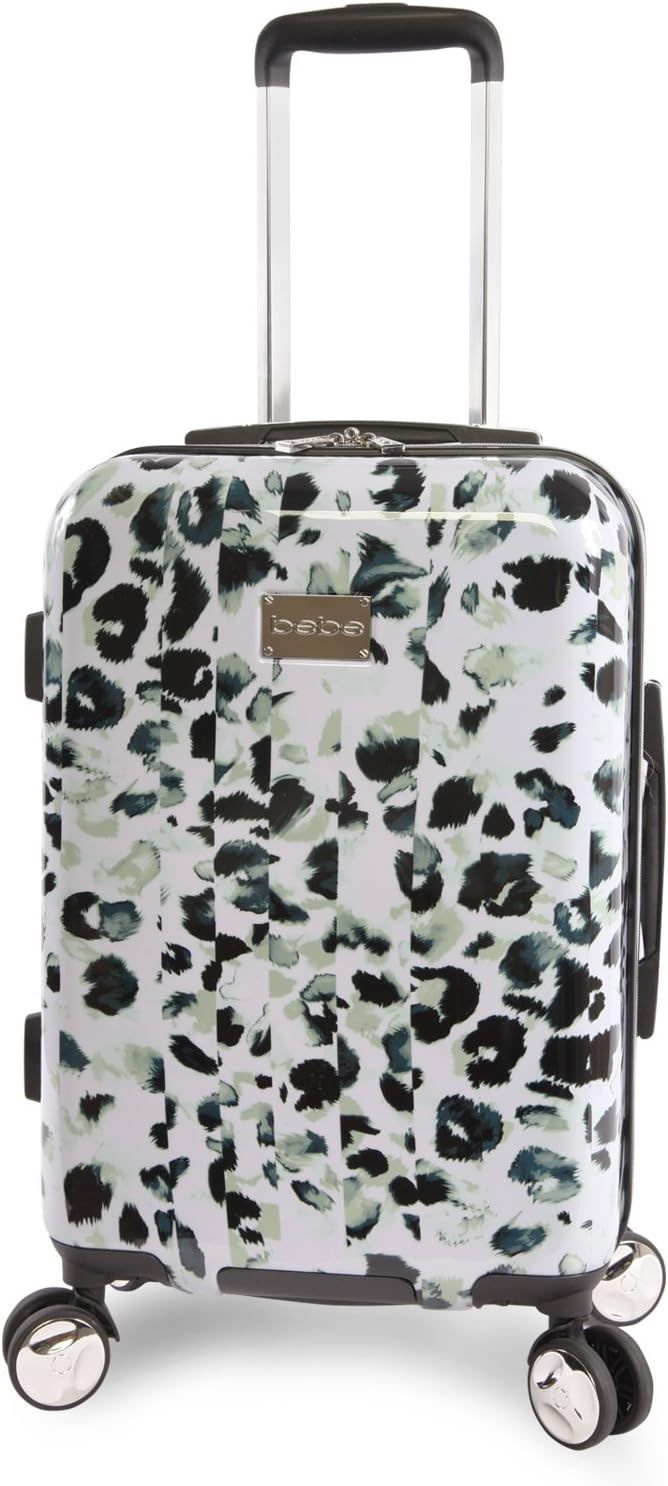 BEBE Women's Abigail 21" Hardside Carry-on Spinner Luggage, Winter Leopard, One Size | Amazon (US)