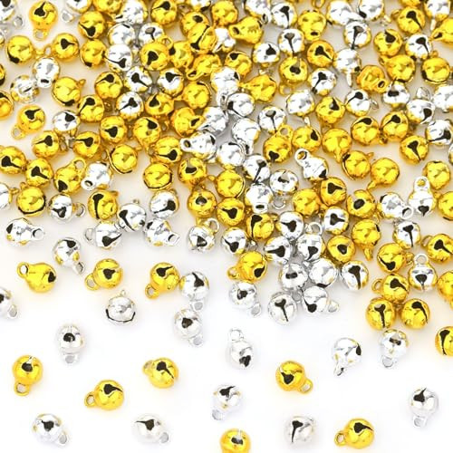 Augshy 200 Pieces Jingle Bells 1/4 Inch Craft Bell Mini Bell Bulk for Christmas Home and Pet Decorations Bracelet Necklace Knitting Jewelry Making Xmas Decor Party Favors Supplies (Gold and Silver) | Amazon (US)