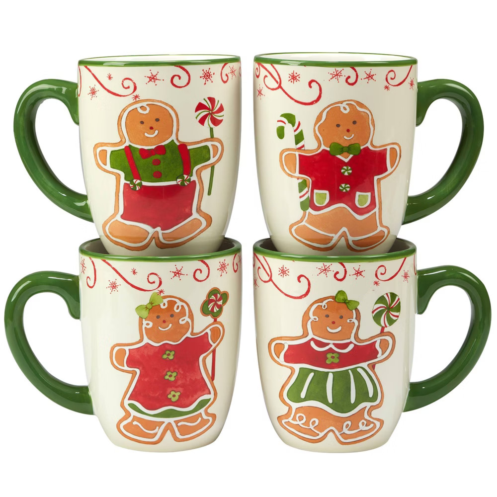 16oz 4pk Earthenware Holiday Magic Gingerbread Mugs - Certified International | Target