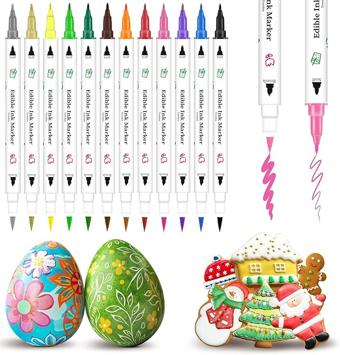 Treedoa Edible Markers for Cookie Decorating,12Pcs Food Coloring Pens Double Side Food Grade Edib... | Amazon (US)