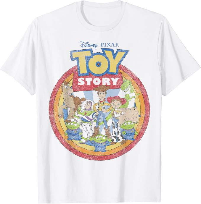 Disney Pixar Toy Story Vintage Circle Portrait Logo T-Shirt | Amazon (US)