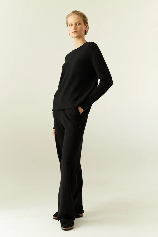 Black Pure Cashmere Wide-Leg Pants | Chinti & Parker