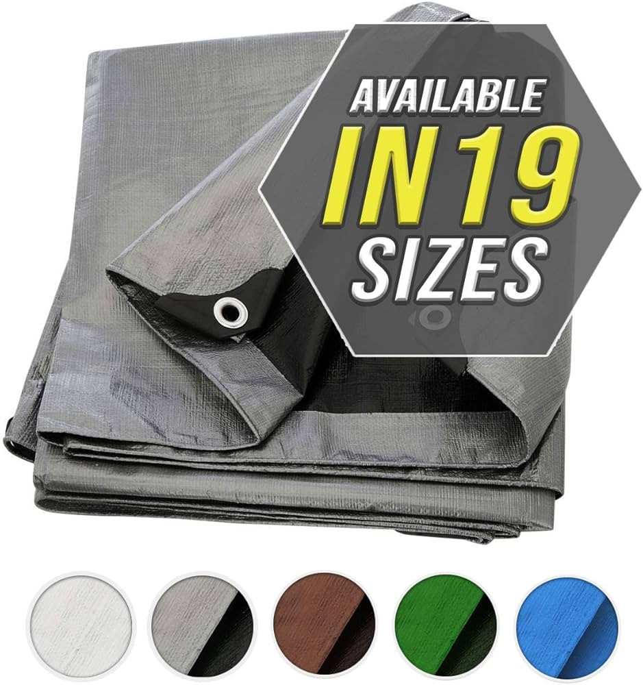 Trademark Supplies Tarp Cover Silver / Black Heavy Duty Thick Material, Waterproof, Great for Tar... | Amazon (US)