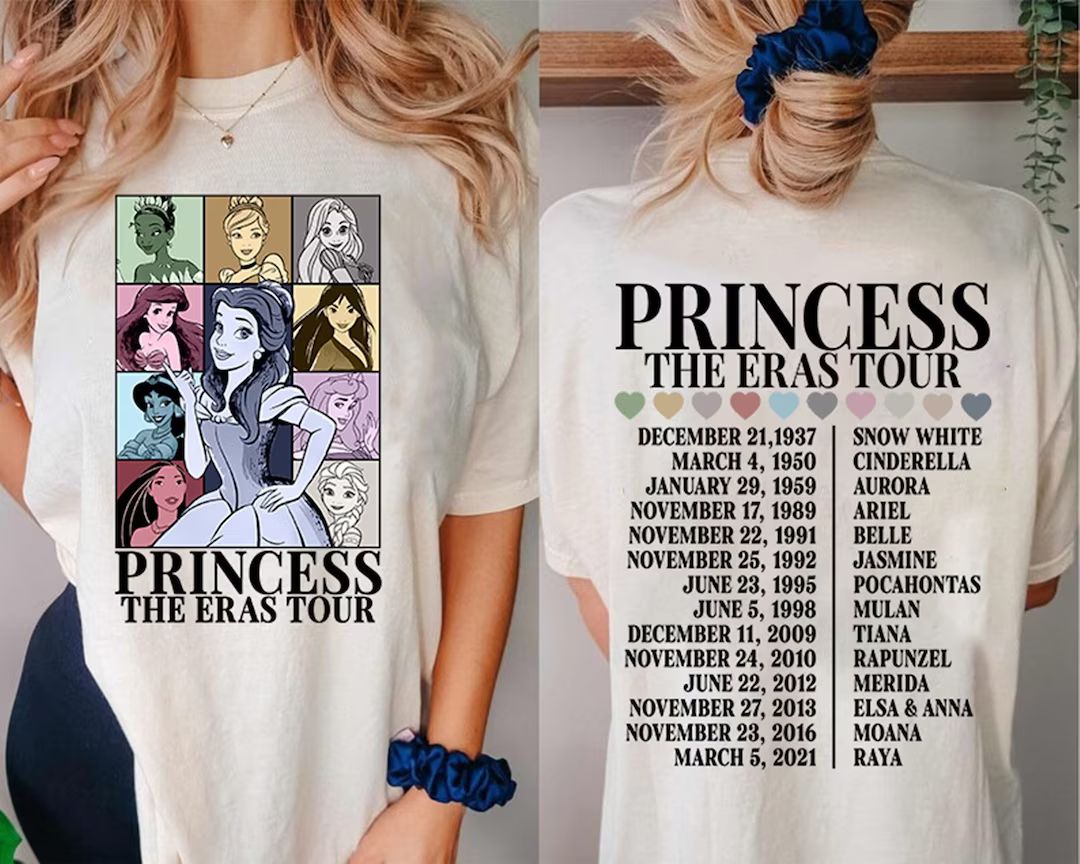 Princess Eras Tour Shirt Disneyland Princess Tour Tee Princess Characters Shirt Girl Trip Shirt D... | Etsy (US)