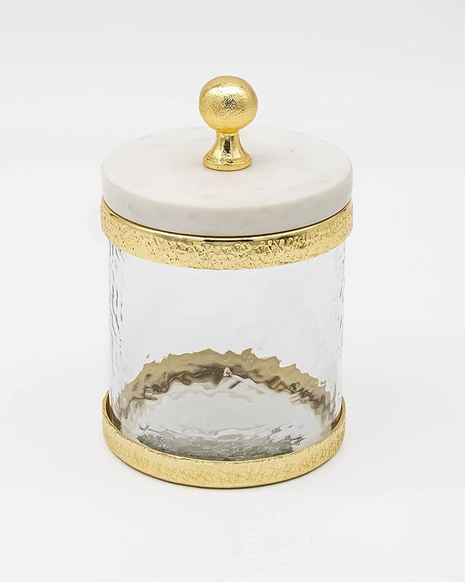 Godinger Canister Storage Container, Glass Storage Canister, Marble with Gold Band - 4x4 | Amazon (US)