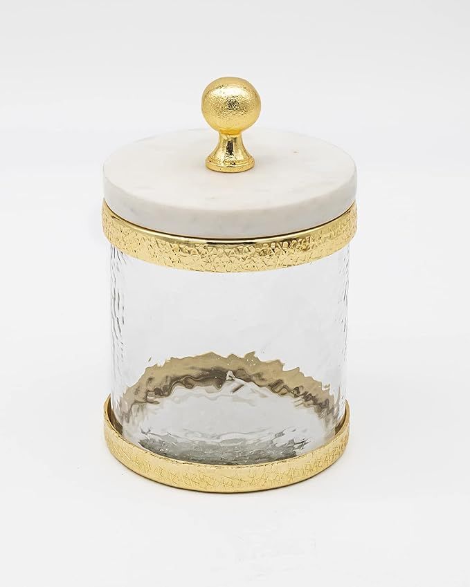 Godinger Canister Storage Container, Glass Storage Canister, Marble with Gold Band - 4x6 | Amazon (US)