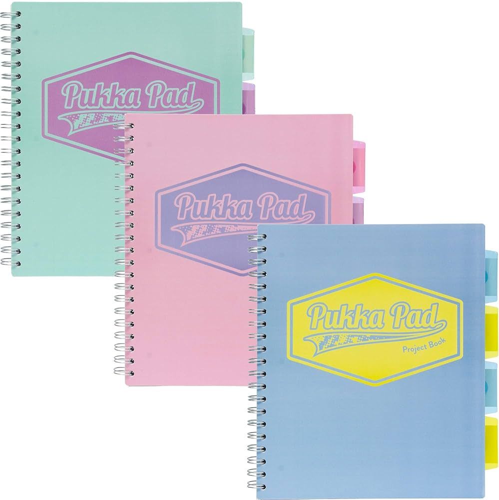 Pukka Pad, 5 Subject Spiral Notebook 3-Pack with Repositionable Dividers - 200 Pages of 80GSM Pap... | Amazon (US)