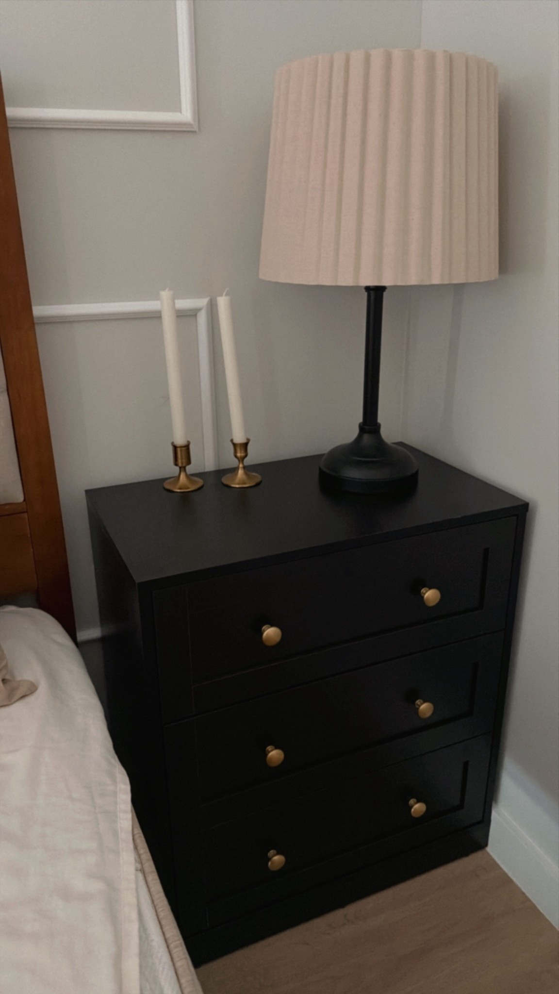 Fake black nightstands with gold, super chic, elegant in timeless, could also be used as a dresser when putting two together

#LTKHome #LTKFindsUnder100