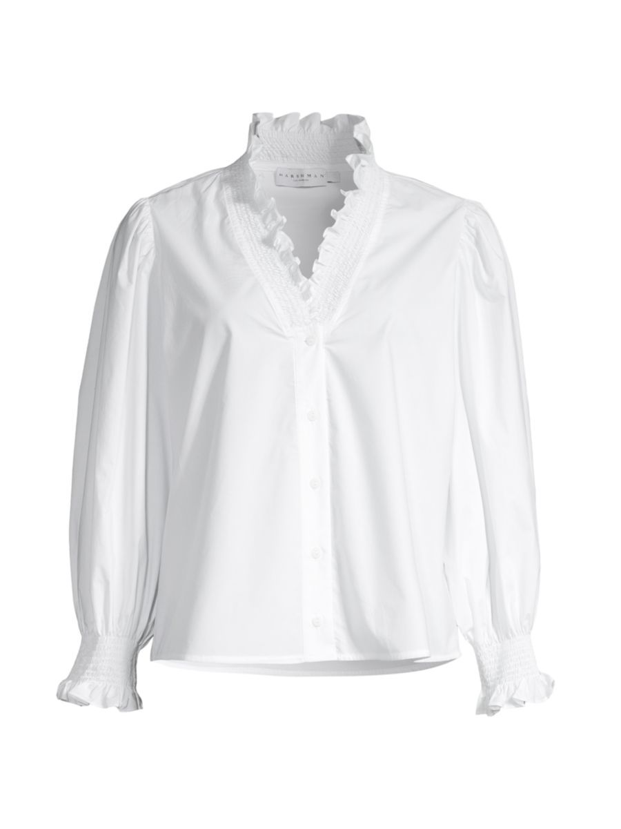 Bonnie Cotton Ruffled Blouse | Saks Fifth Avenue