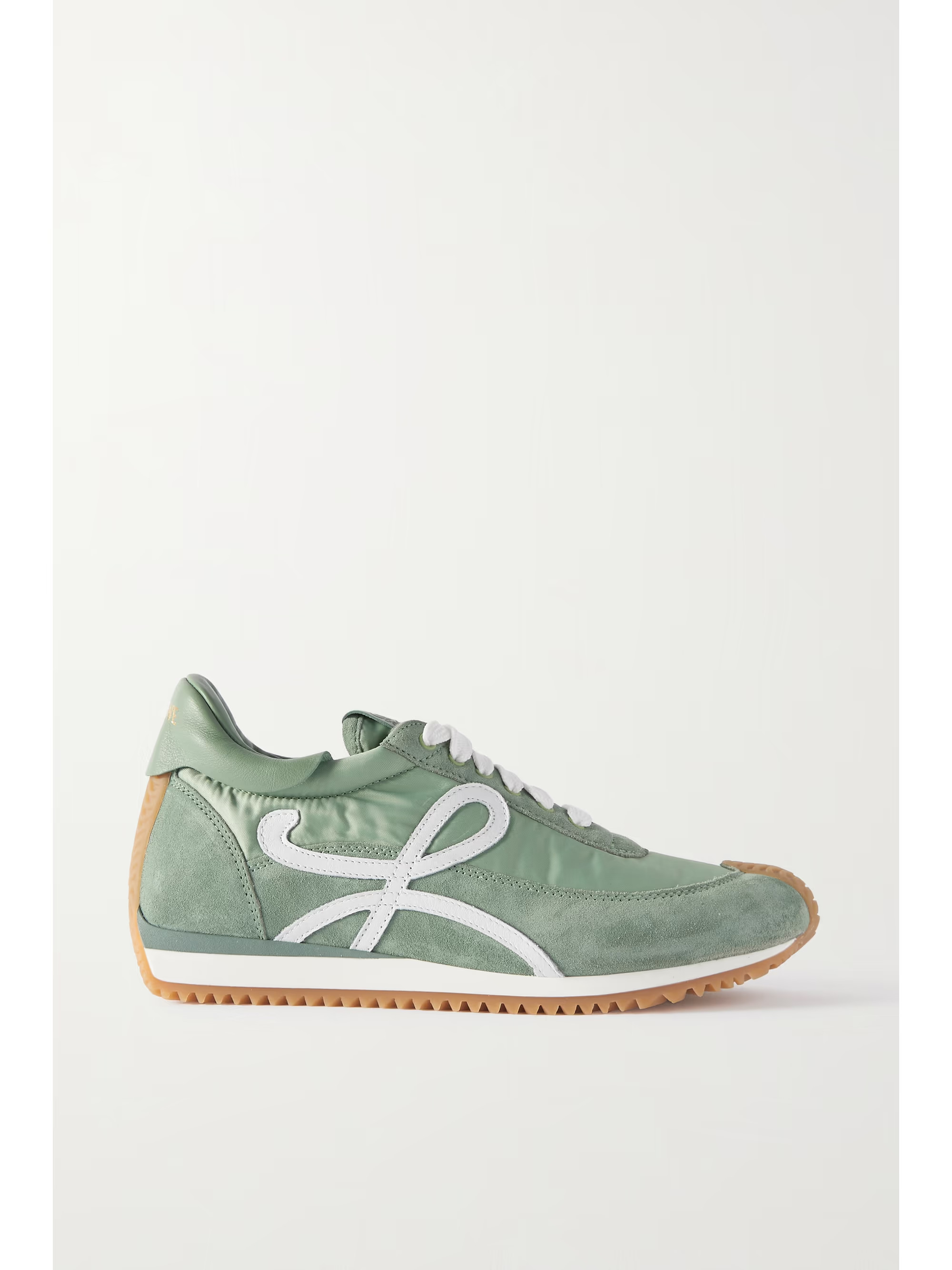 Green Flow logo-appliquéd leather-trimmed shell and suede sneakers | LOEWE | NET-A-PORTER | NET-A-PORTER (US)