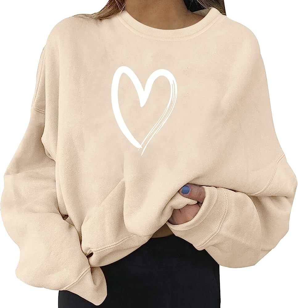 Trendy Pullover Hoodies for Teen Girls Sweatshirts For Women Casual Short Crewneck Long Sleeve Print | Amazon (US)