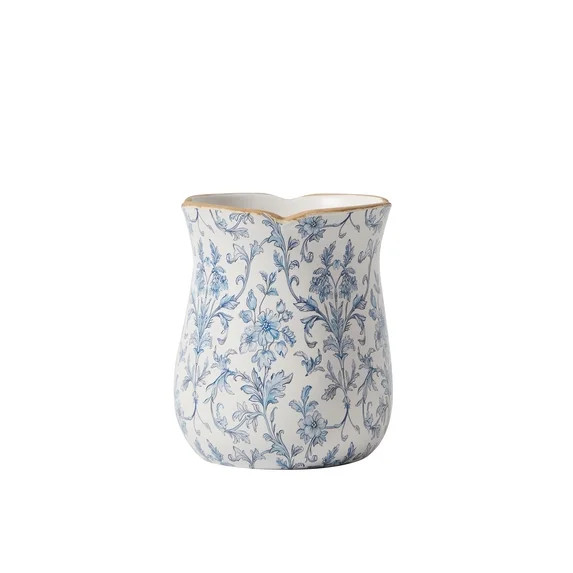 My Texas House 6" White/Blue Floral Scallop Trim Ceramic Vase | Walmart (US)
