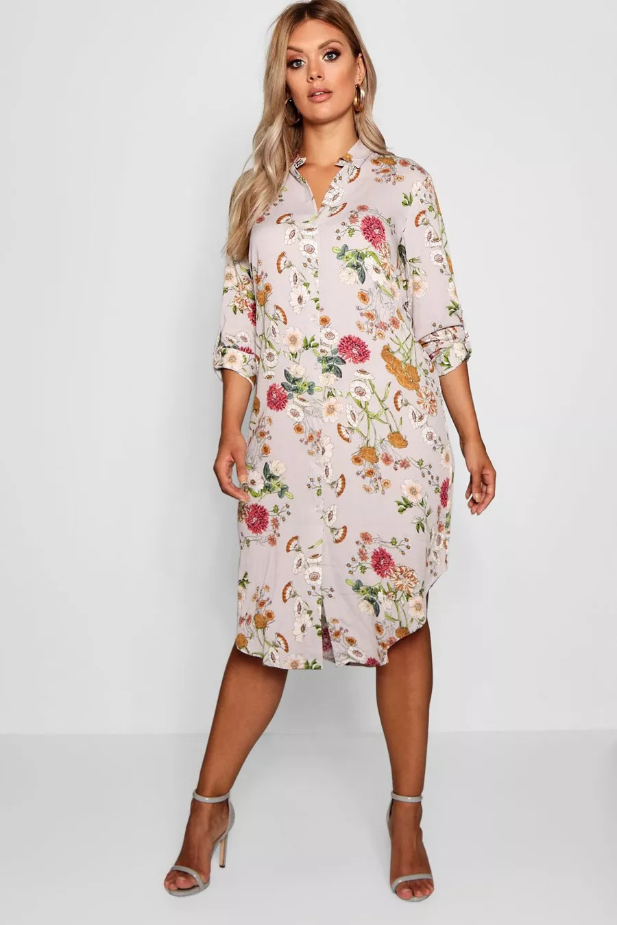 Plus Floral Printed Shirt Dress | Boohoo.com (US & CA)