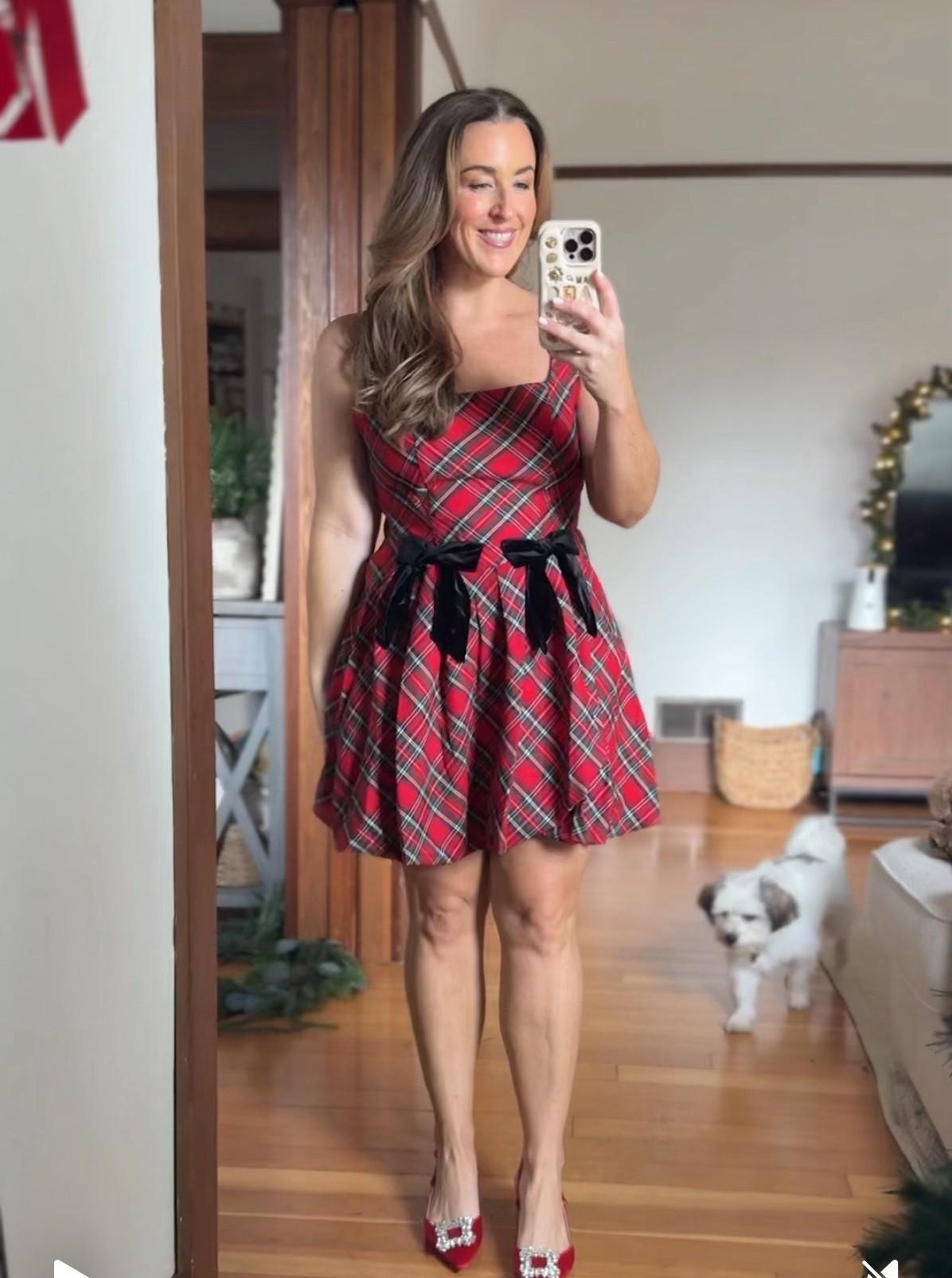 Perfect little Christmas Eve dress, holiday party dress, plaid holiday dresses, Christmas outfit ideas

#LTKMidsize #LTKHoliday #LTKootd