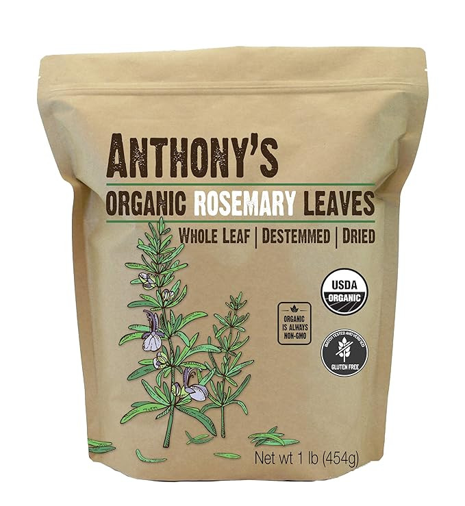 Anthony's Organic Dried Rosemary Leaves, 1 lb, Whole Leaf, Destemmed, Non GMO, Non Irradiated, Gl... | Amazon (US)
