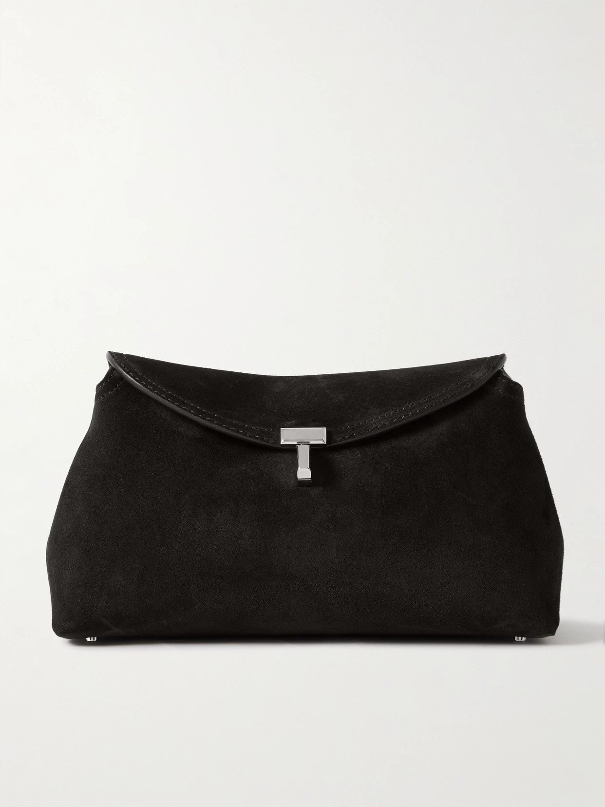 TOTEME - T-lock Suede Clutch - Brown | NET-A-PORTER (US)