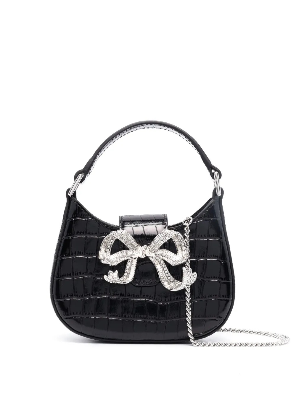 Self-Portrait Croc Crescent Bow Mini Bag - Farfetch | Farfetch Global