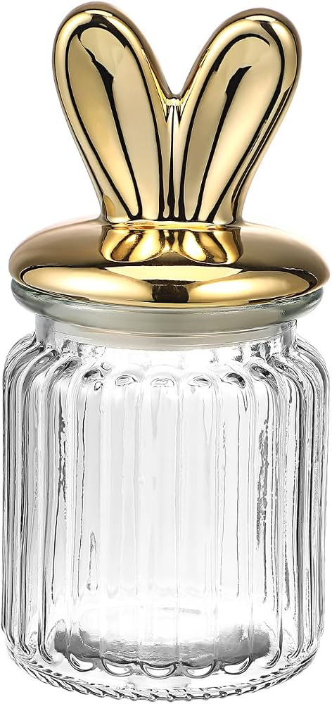 Rabbit Glass Bunny Jar for Easter Candy, Cookie Container with Ears Lid for Spring Party Table De... | Amazon (US)