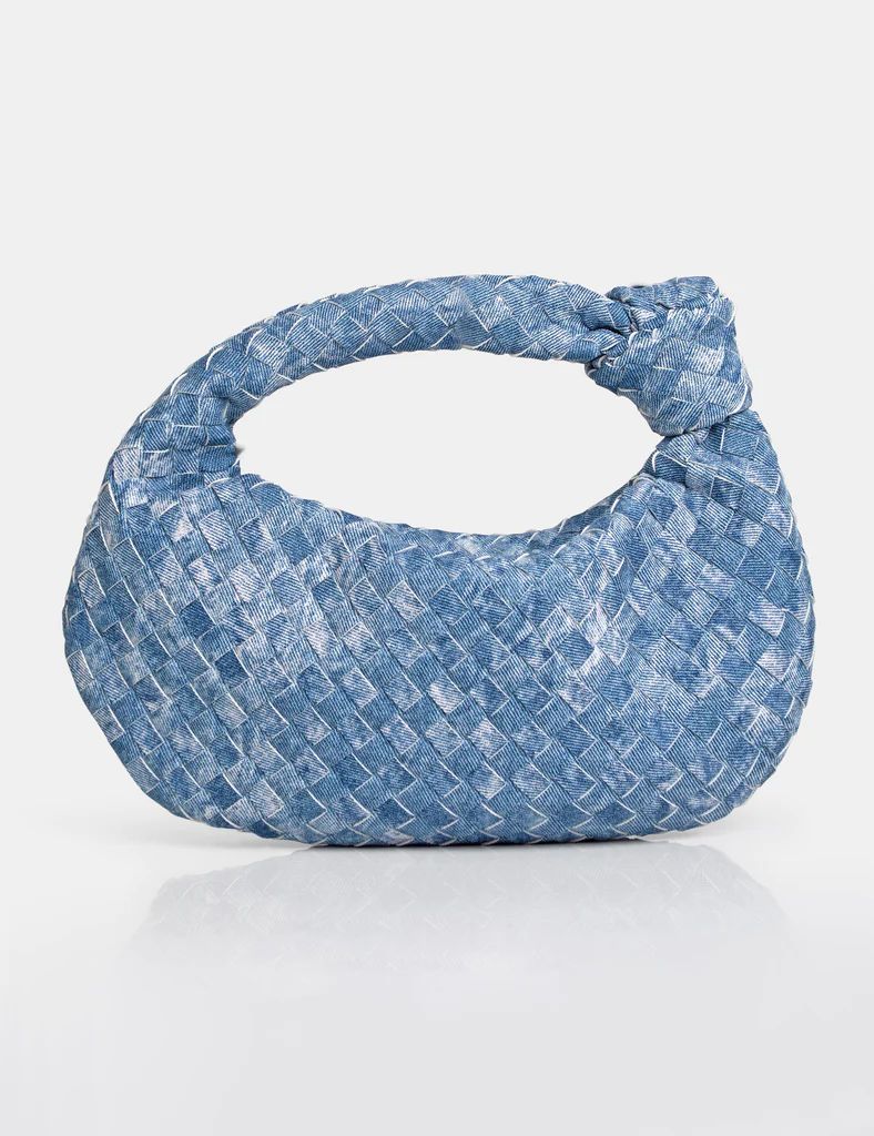 The Blame Denim Woven PU Knot Detail Mini Grab Bag | Public Desire (US & CA)