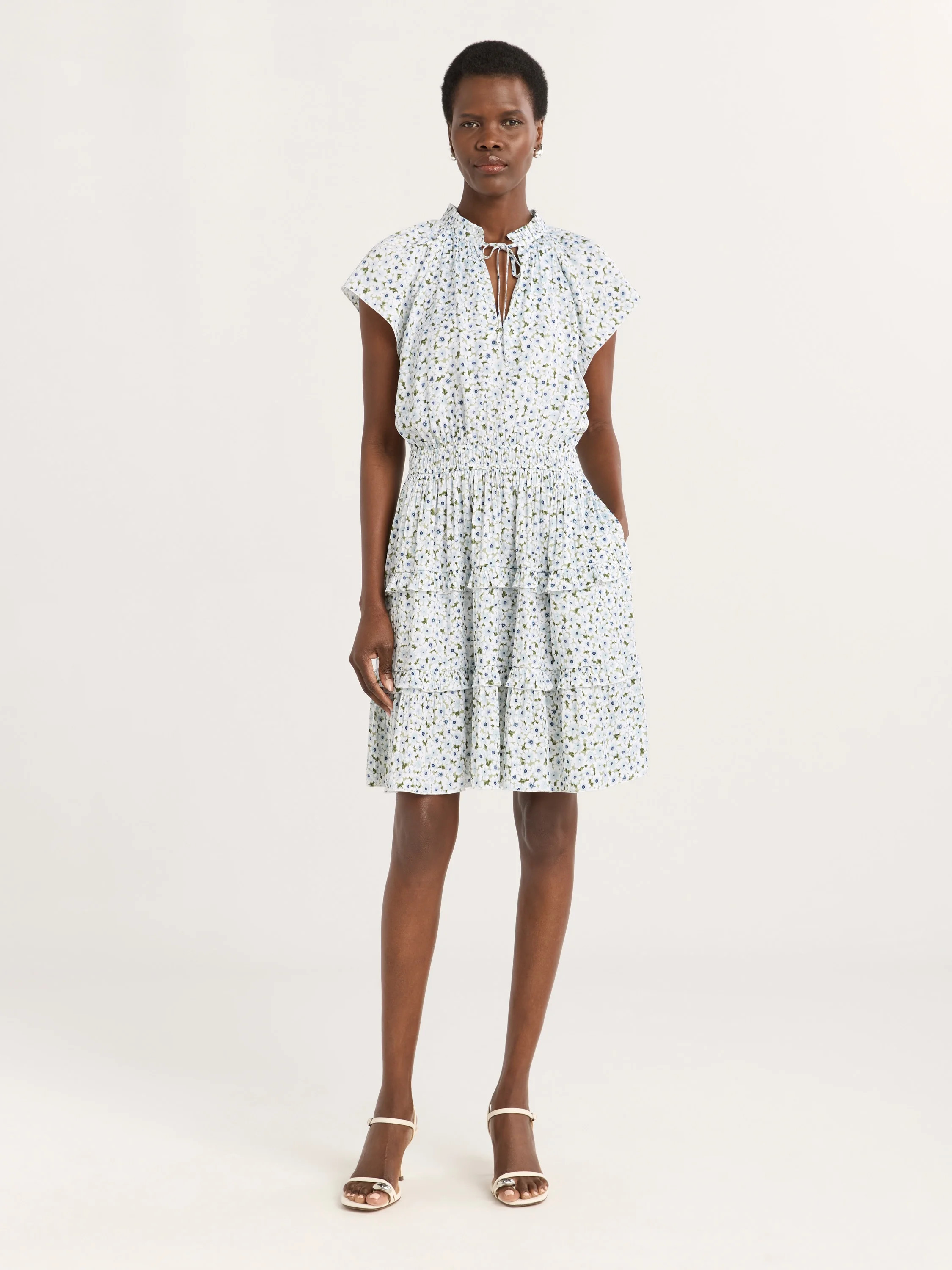 Scoop Women's Satin Mini Ruffle Dress with Cap Sleeves, Sizes XS-4X | Walmart (US)