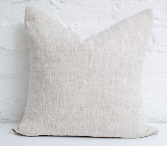 Light natural linen pillow cover / pure natural linen pillow / | Etsy | Etsy (US)