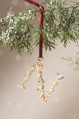 Aurelia Gold Monogram Ornament | Anthropologie (US)
