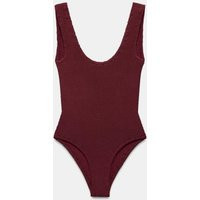 Zara - Textured Swimsuit - Brown - M - Woman | Zara UK