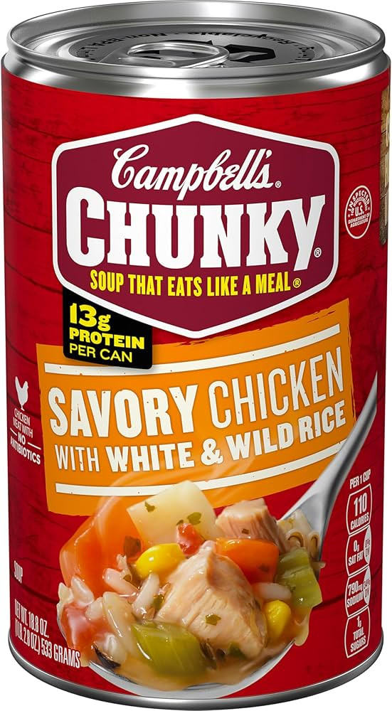 Campbell's Chunky Soup, Savory Chicken with White and Wild Rice Soup, 18.8 Oz Can | Amazon (US)