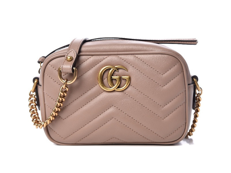 Gucci Mini GG Marmont Matelasse Chevron Rose Antic Leather Handbag | JTV Jewelry